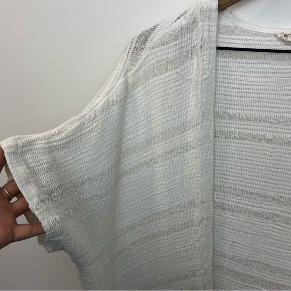 World Market One Size Textured Cotton Open Front Short Sleeve Cardigan - Picture 2 of 13